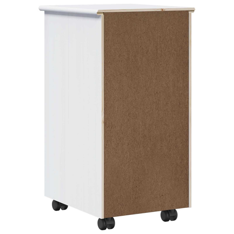 Rolkowa szafka Biały 34 x 39 x 65,5 cm Lite drewno sosnowe