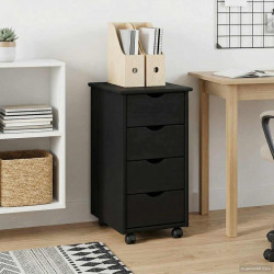 Rolkowa szafka Czarny 34 x 39 x 65,5 cm Lite drewno sosnowe