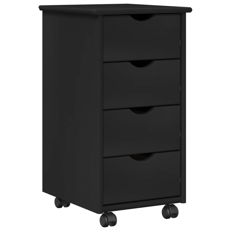 Rolkowa szafka Czarny 34 x 39 x 65,5 cm Lite drewno sosnowe