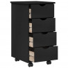 Rolkowa szafka Czarny 34 x 39 x 65,5 cm Lite drewno sosnowe