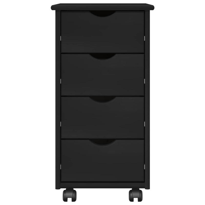 Rolkowa szafka Czarny 34 x 39 x 65,5 cm Lite drewno sosnowe