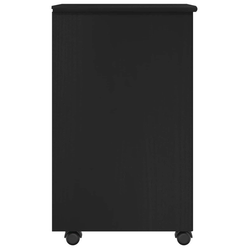Rolkowa szafka Czarny 34 x 39 x 65,5 cm Lite drewno sosnowe