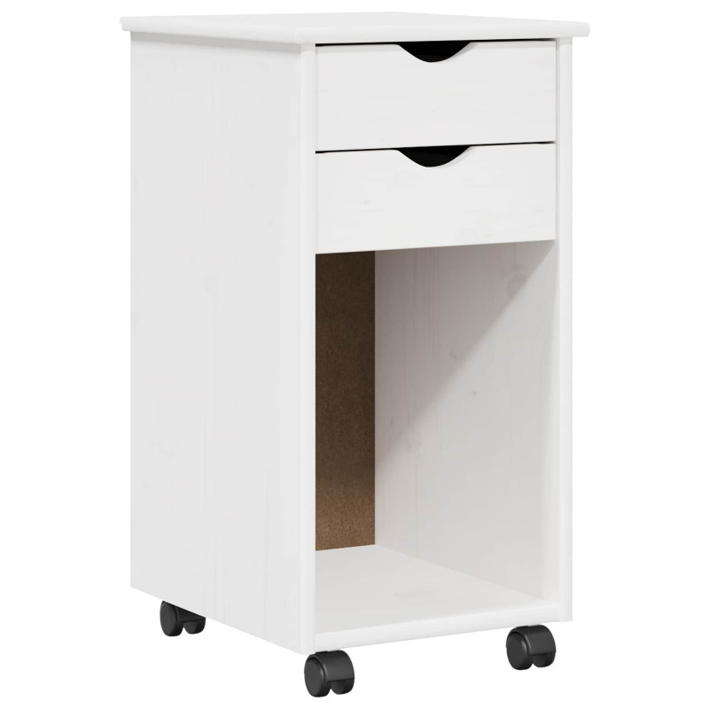 Rolkowa szafka Biały 34 x 39 x 65,5 cm Lite drewno sosnowe