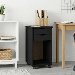 Rolkowa szafka Czarny 34 x 39 x 65,5 cm Lite drewno sosnowe