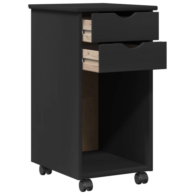 Rolkowa szafka Czarny 34 x 39 x 65,5 cm Lite drewno sosnowe