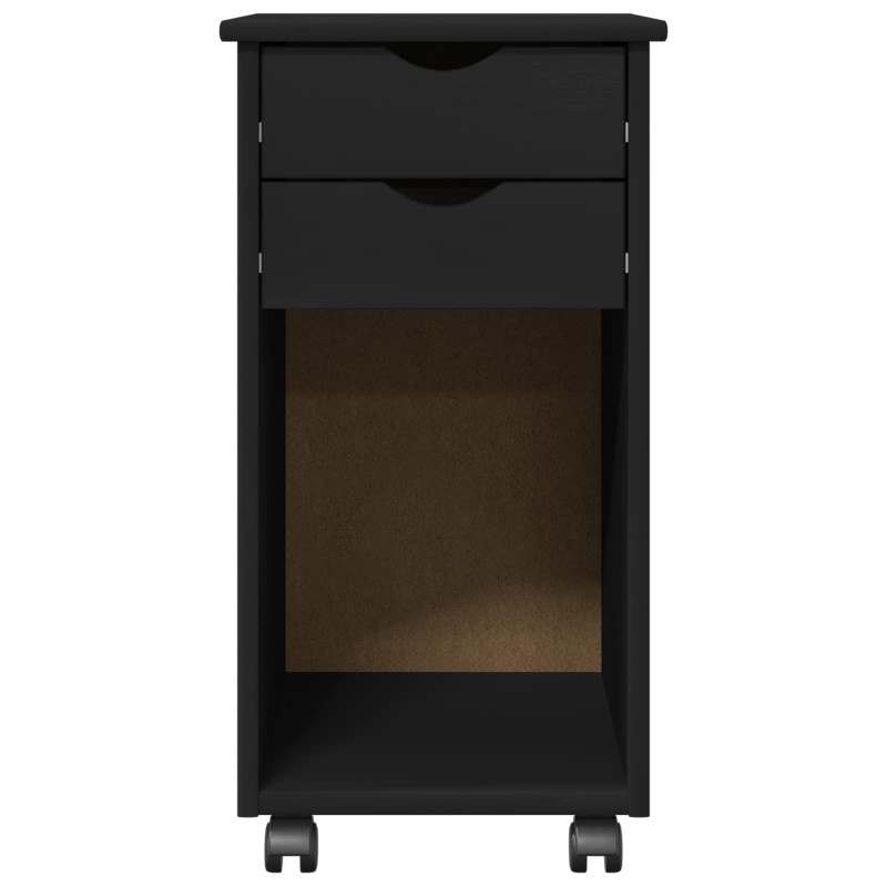 Rolkowa szafka Czarny 34 x 39 x 65,5 cm Lite drewno sosnowe
