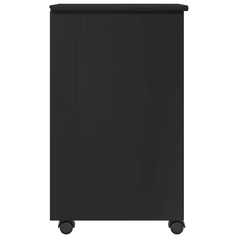 Rolkowa szafka Czarny 34 x 39 x 65,5 cm Lite drewno sosnowe
