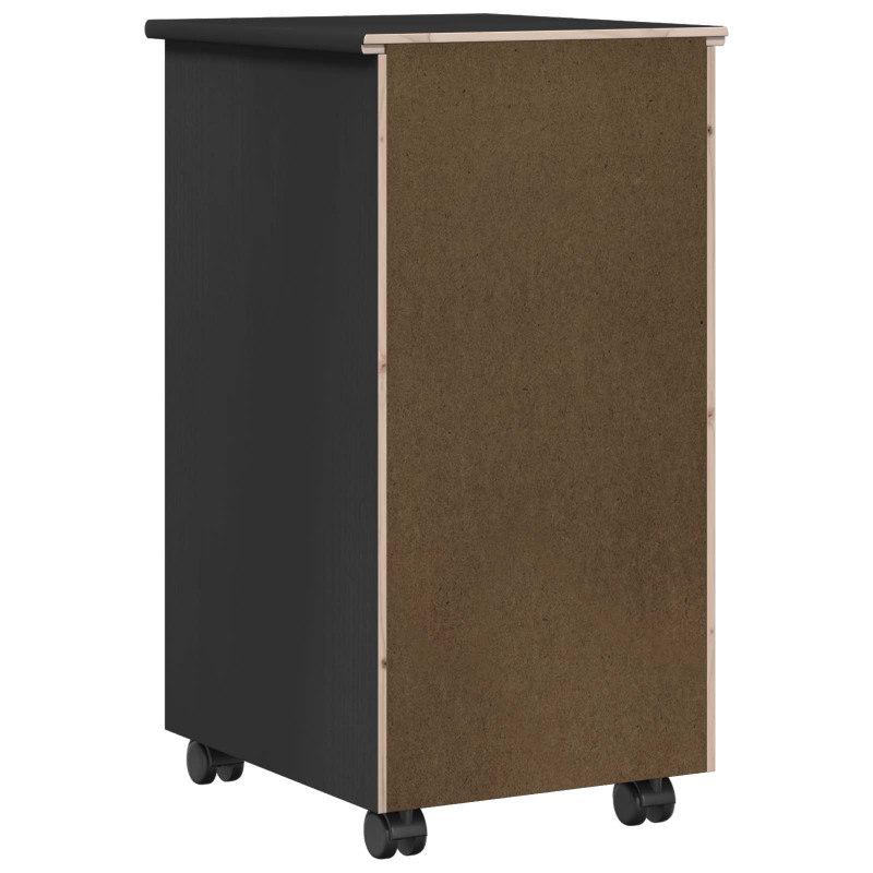 Rolkowa szafka Czarny 34 x 39 x 65,5 cm Lite drewno sosnowe