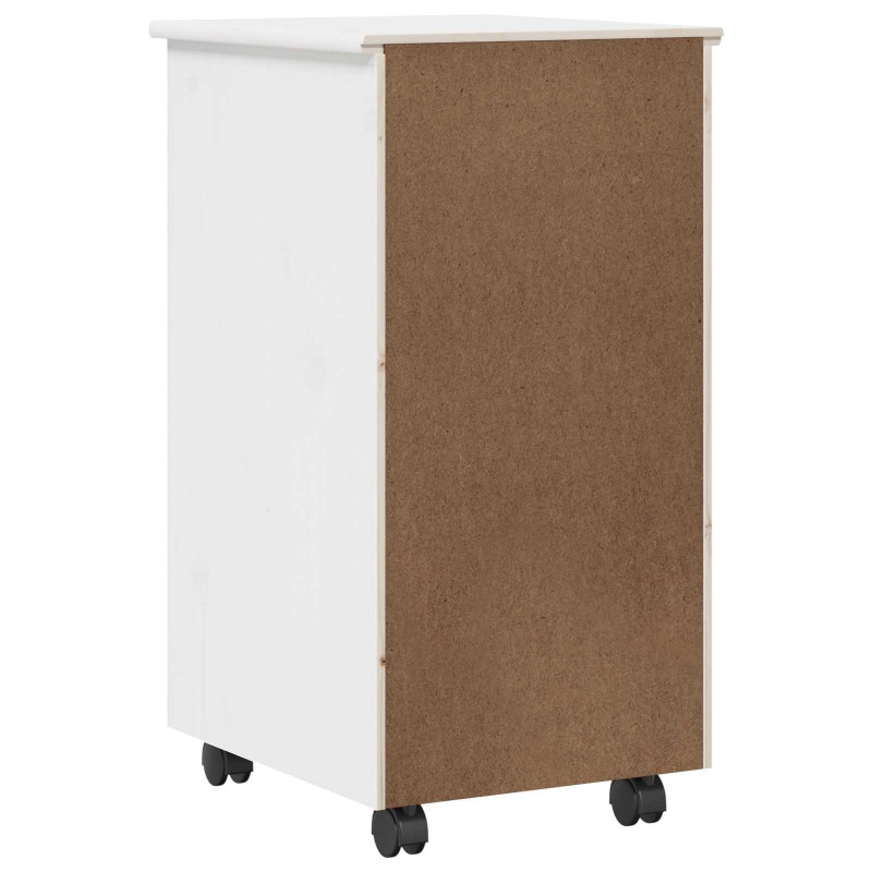Rolkowa szafka Biały 34 x 39 x 65,5 cm Lite drewno sosnowe