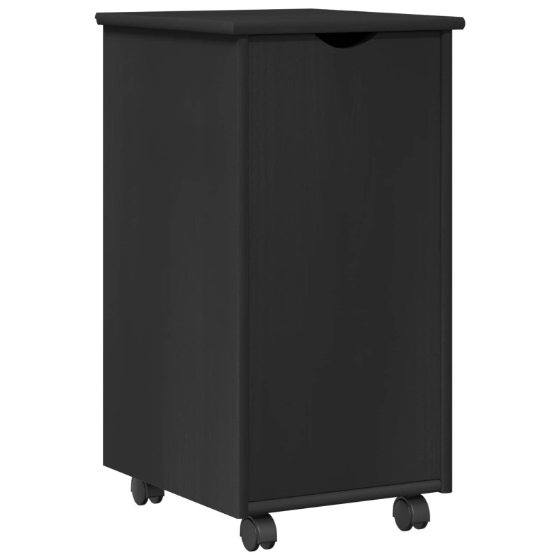 Rolkowa szafka Czarny 34 x 39 x 65,5 cm Lite drewno sosnowe