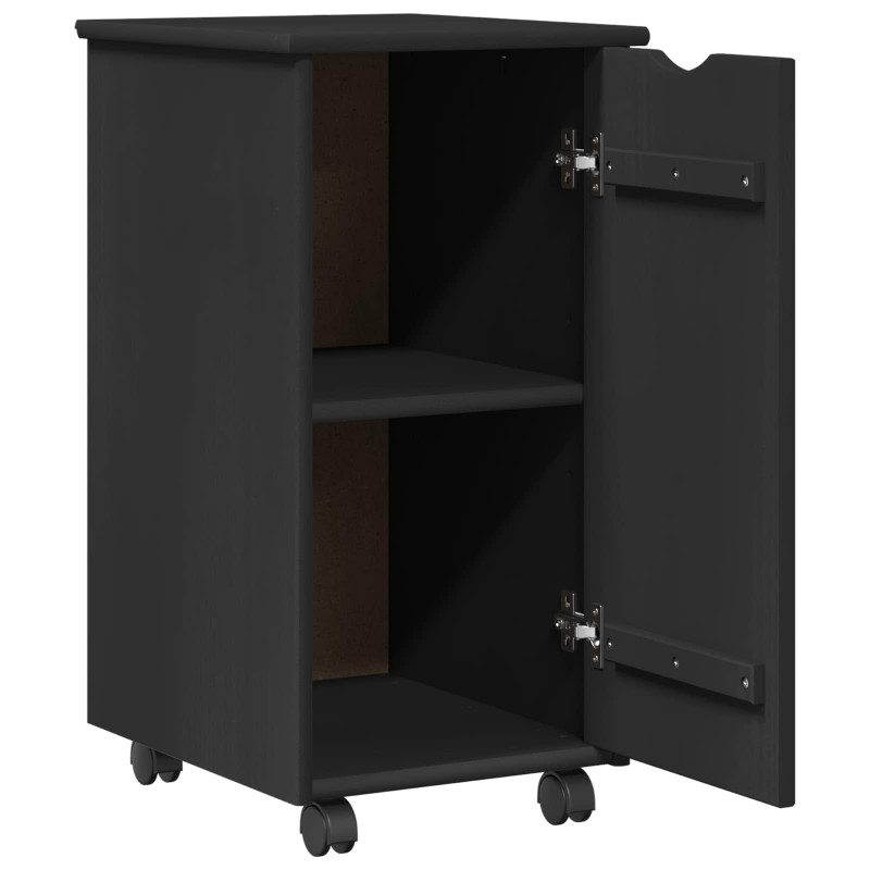 Rolkowa szafka Czarny 34 x 39 x 65,5 cm Lite drewno sosnowe