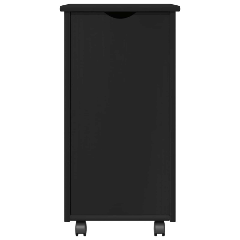 Rolkowa szafka Czarny 34 x 39 x 65,5 cm Lite drewno sosnowe