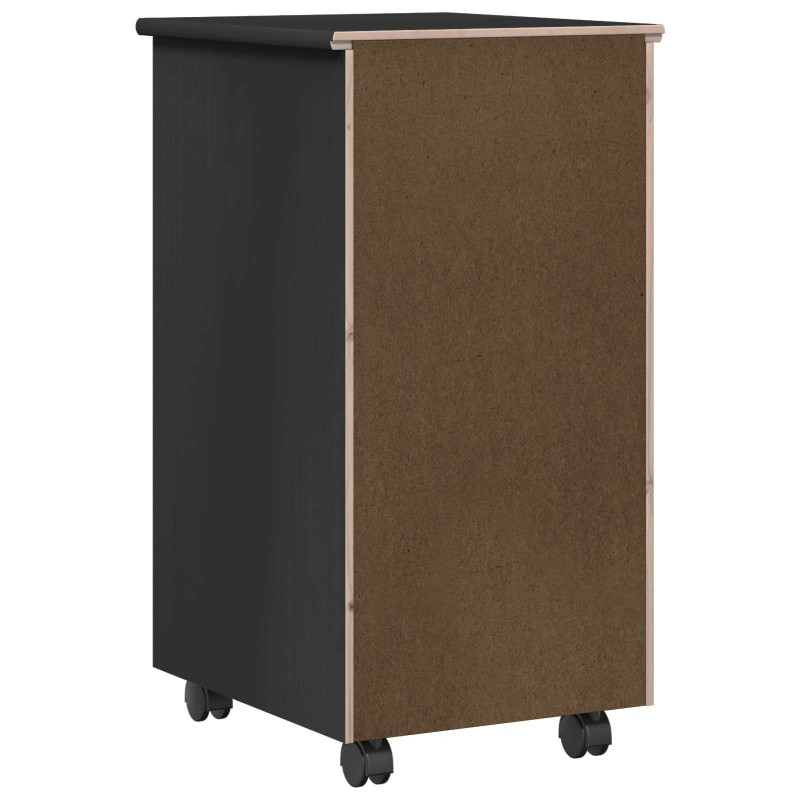 Rolkowa szafka Czarny 34 x 39 x 65,5 cm Lite drewno sosnowe