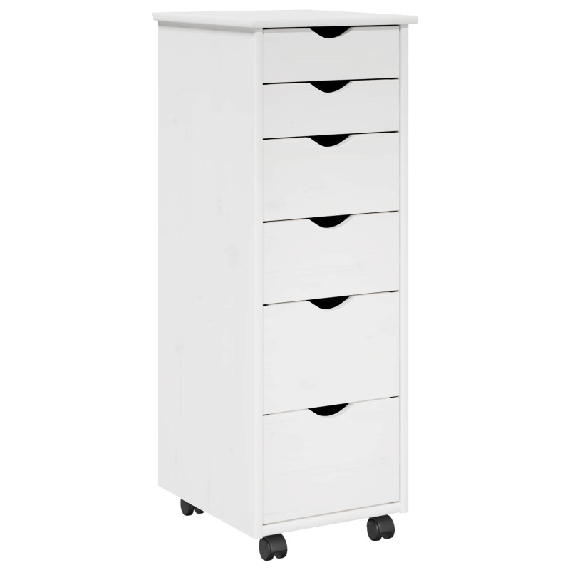 Rolkowa szafka Biały 34 x 39 x 93,5 cm Lite drewno sosnowe