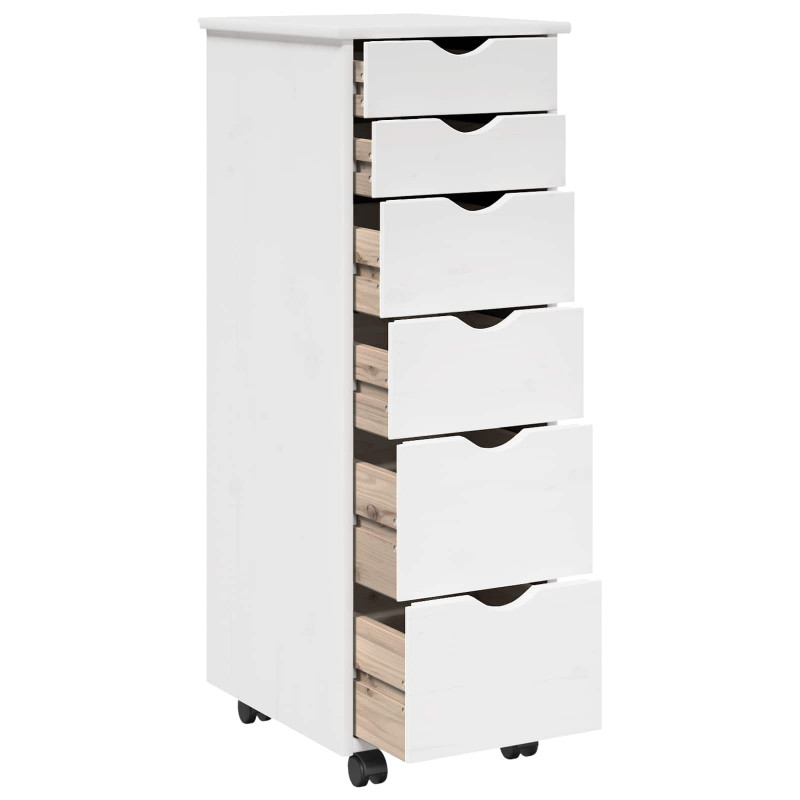 Rolkowa szafka Biały 34 x 39 x 93,5 cm Lite drewno sosnowe
