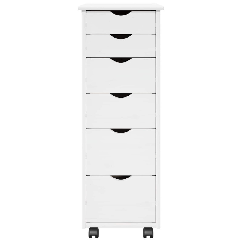 Rolkowa szafka Biały 34 x 39 x 93,5 cm Lite drewno sosnowe