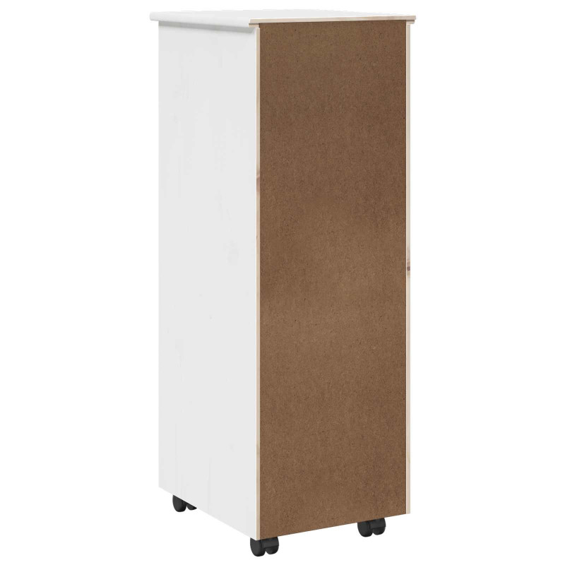 Rolkowa szafka Biały 34 x 39 x 93,5 cm Lite drewno sosnowe