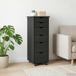 Rolkowa szafka Czarny 34 x 39 x 93,5 cm Lite drewno sosnowe