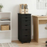 Rolkowa szafka Czarny 34 x 39 x 93,5 cm Lite drewno sosnowe