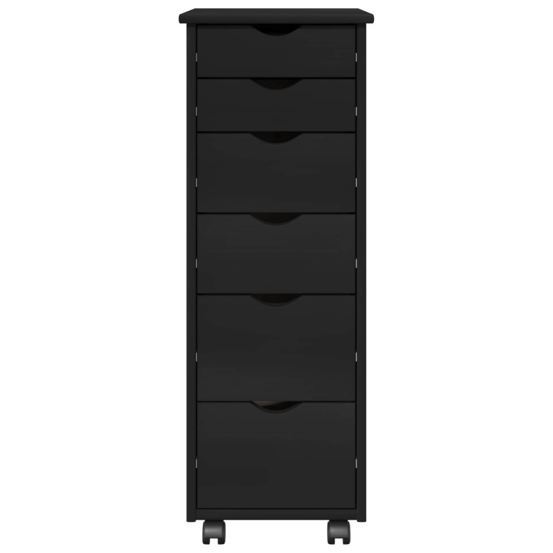 Rolkowa szafka Czarny 34 x 39 x 93,5 cm Lite drewno sosnowe