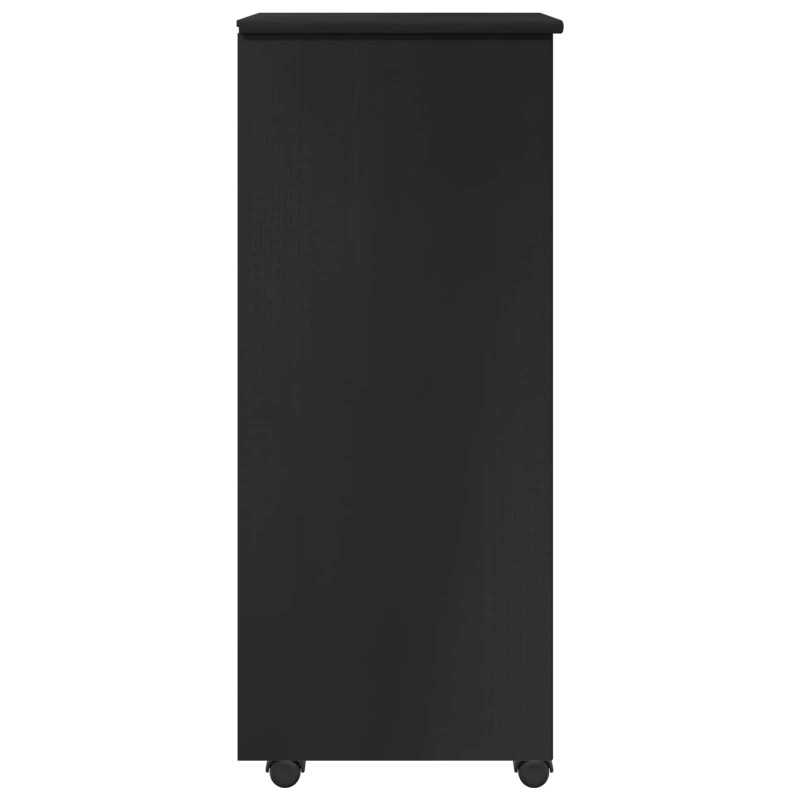 Rolkowa szafka Czarny 34 x 39 x 93,5 cm Lite drewno sosnowe