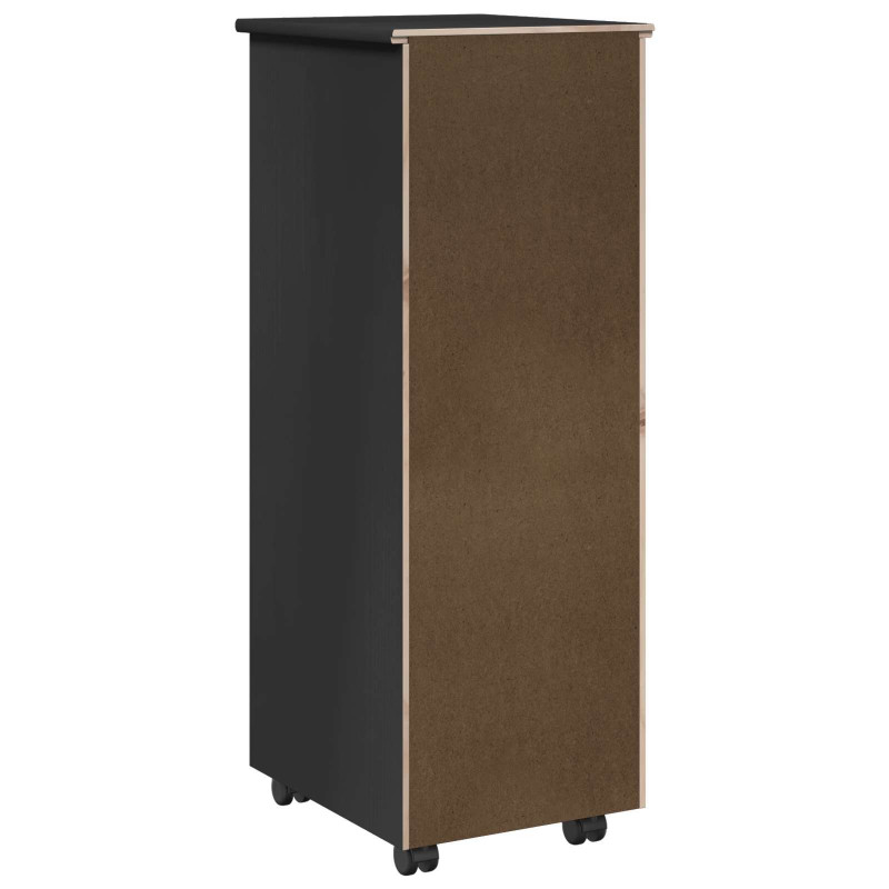 Rolkowa szafka Czarny 34 x 39 x 93,5 cm Lite drewno sosnowe