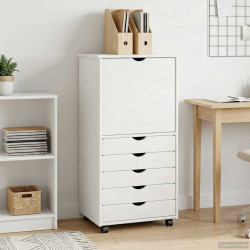 Rolkowa szafka Biały 53 x 39 x 103 cm Lite drewno sosnowe