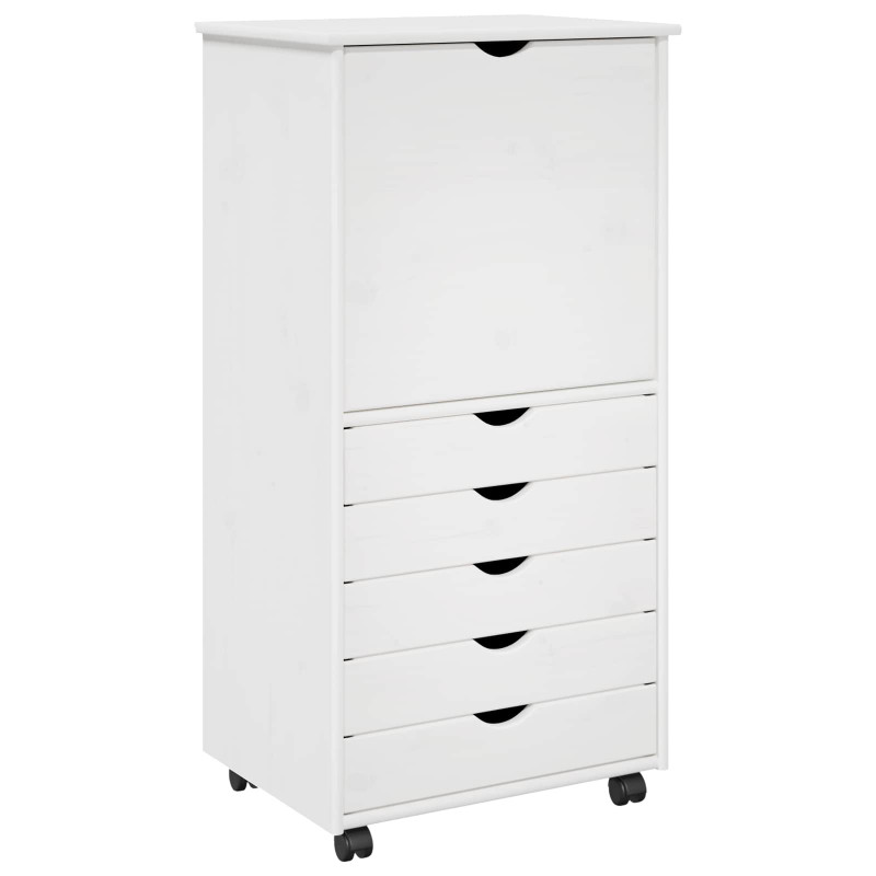 Rolkowa szafka Biały 53 x 39 x 103 cm Lite drewno sosnowe