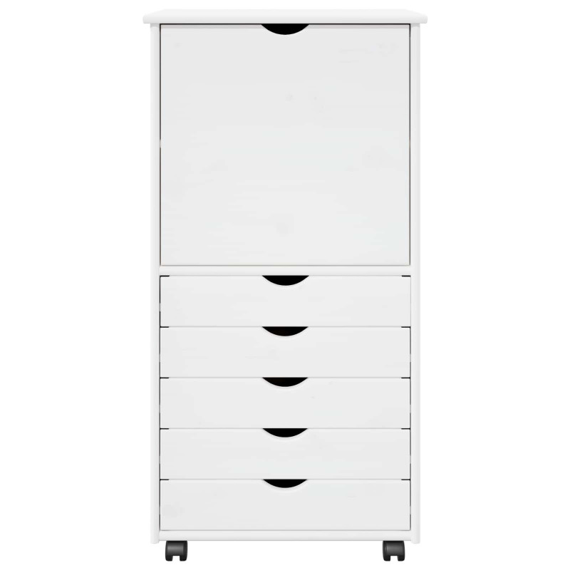 Rolkowa szafka Biały 53 x 39 x 103 cm Lite drewno sosnowe
