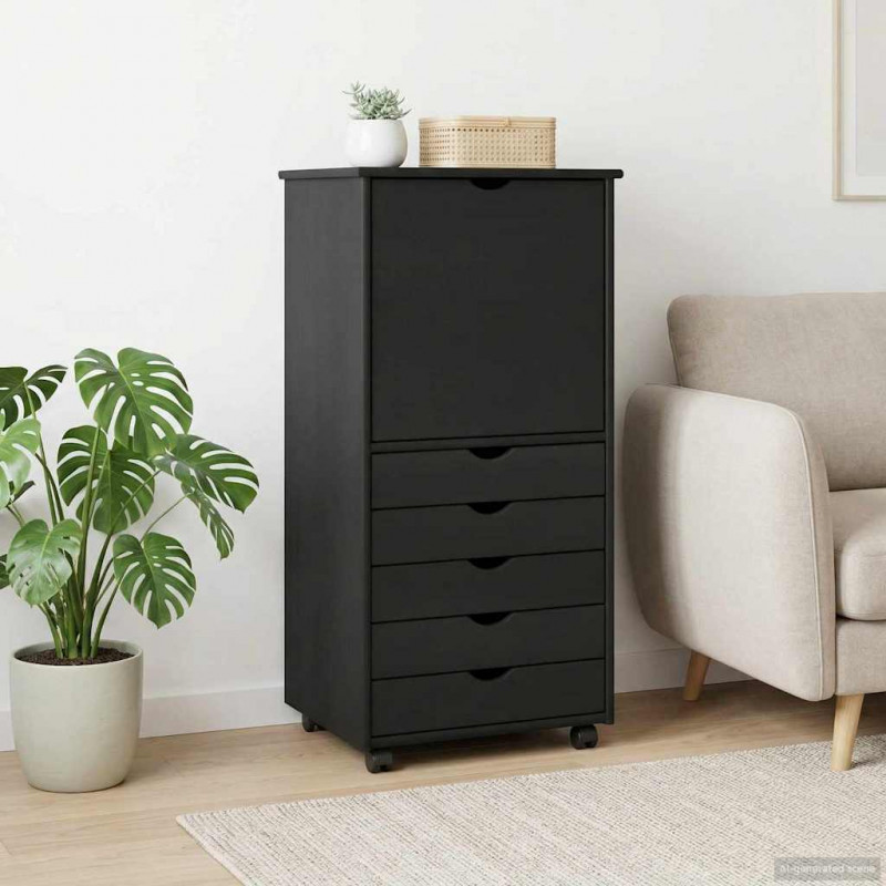 Rolkowa szafka Szary 53 x 39 x 103 cm Lite drewno sosnowe