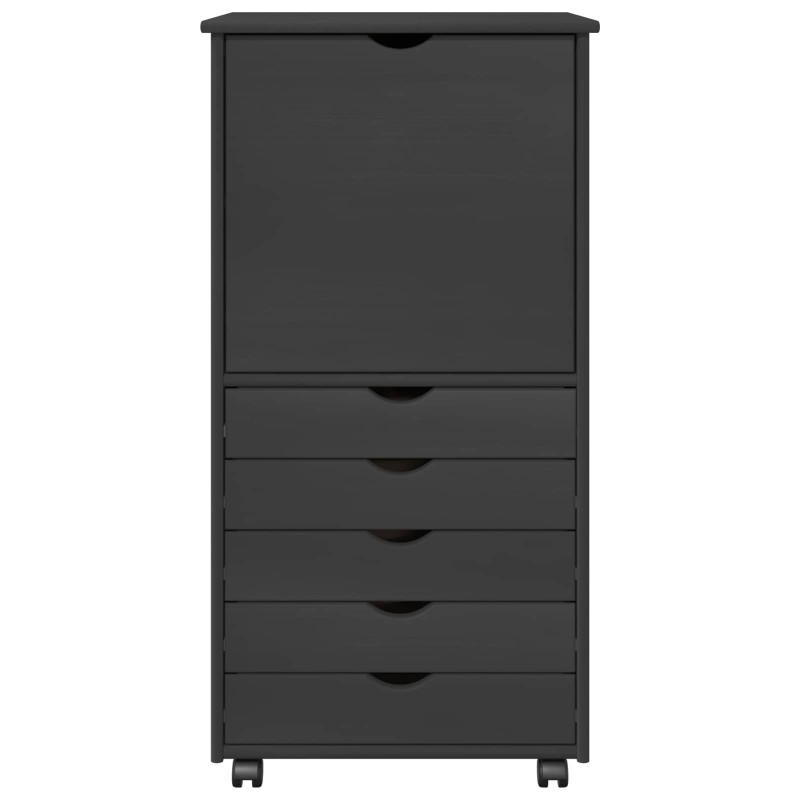 Rolkowa szafka Szary 53 x 39 x 103 cm Lite drewno sosnowe