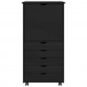 Rolkowa szafka Czarny 53 x 39 x 103 cm Lite drewno sosnowe