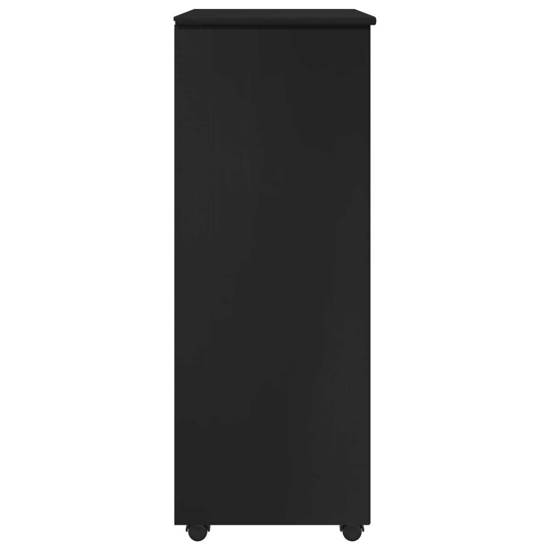 Rolkowa szafka Czarny 53 x 39 x 103 cm Lite drewno sosnowe