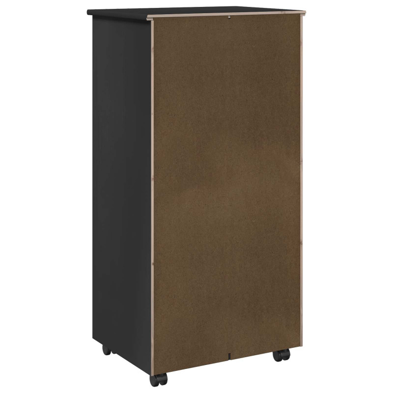Rolkowa szafka Czarny 53 x 39 x 103 cm Lite drewno sosnowe