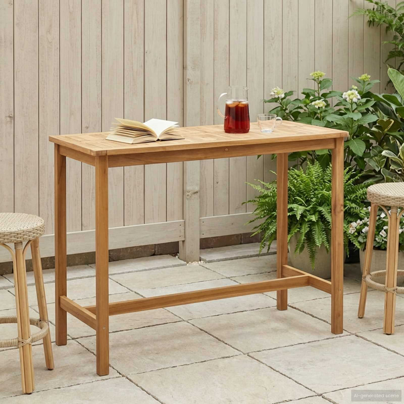 Stół barowy naturalny 150 x 75 x 105 cm Lite drewno teakowe