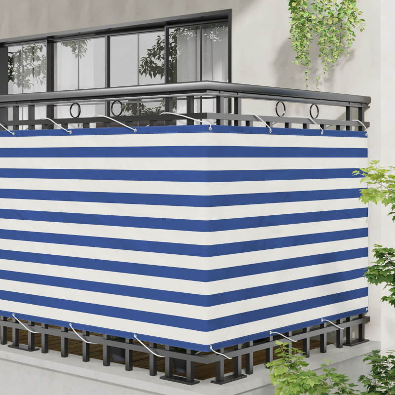 Ekran balkonowy Niebieski i biały 110 x 400 cm Materiał Oxford