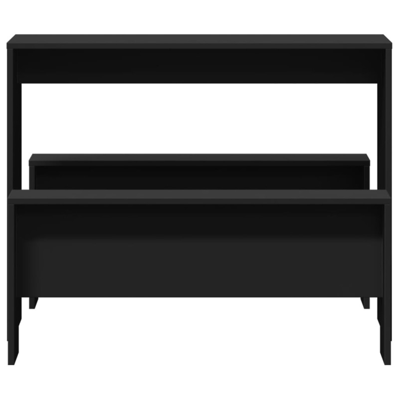 3-częściowy zestaw mebli: stolik i ławki, czarny