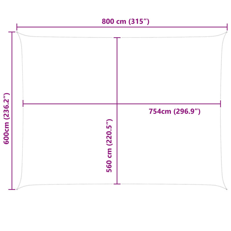 Żagiel przeciwsłoneczny Jasnoszary i biały. 8 x 6 m