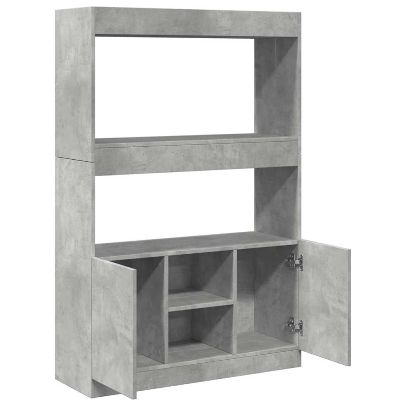 Kredens, szarość betonu, 92x33x140 cm, materiał drewnopochodny
