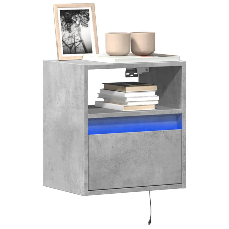 Ścienne szafki TV z LED, 2 szt., szarość betonu, 41x31x45 cm