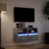 Ścienne szafki TV z LED, 2 szt., szarość betonu, 41x31x45 cm