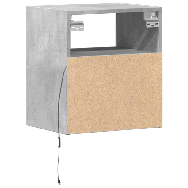 Ścienne szafki TV z LED, 2 szt., szarość betonu, 41x31x45 cm