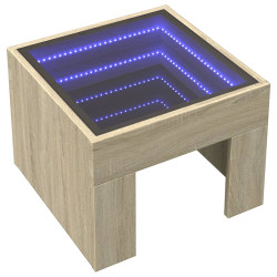 Stolik kawowy z LED Infinity, dąb sonoma, 40x40x30 cm