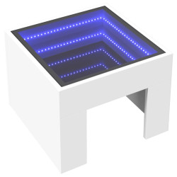 Stolik kawowy z LED Infinity, biały, 40x40x30 cm