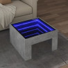Stolik kawowy z LED Infinity, szarość betonu, 50x50x30 cm