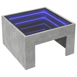 Stolik kawowy z LED Infinity, szarość betonu, 50x50x30 cm
