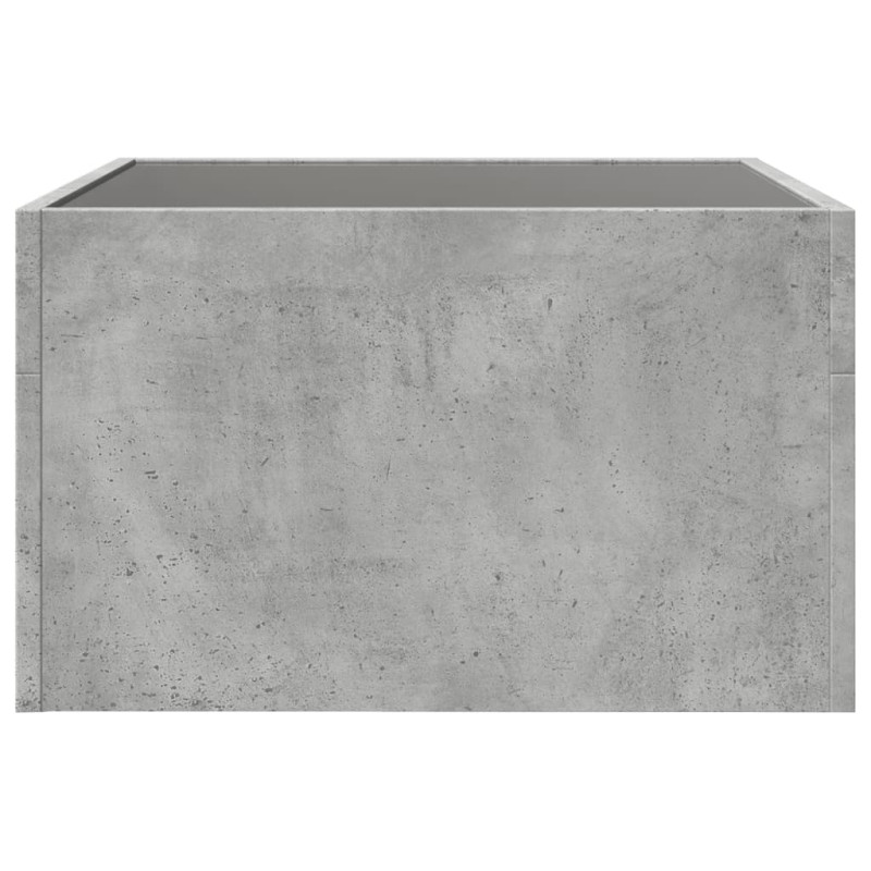 Stolik kawowy z LED Infinity, szarość betonu, 50x50x30 cm