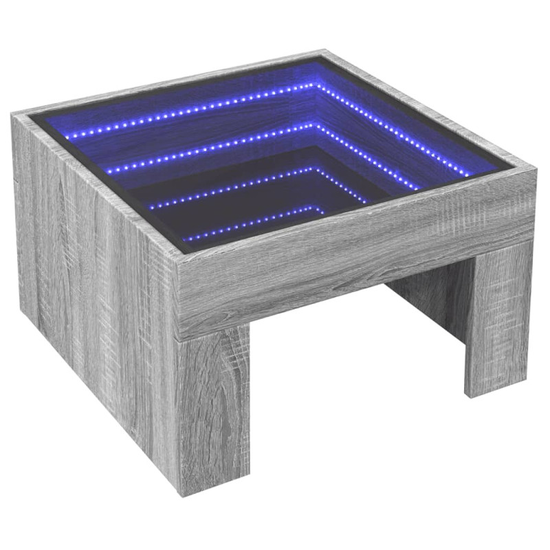 Stolik kawowy z LED Infinity, szary dąb sonoma, 50x50x30 cm
