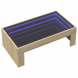 Stolik kawowy z LED Infinity, dąb sonoma, 90x50x30 cm