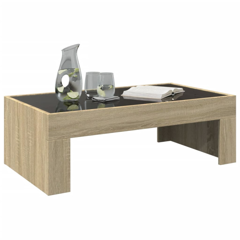 Stolik kawowy z LED Infinity, dąb sonoma, 90x50x30 cm